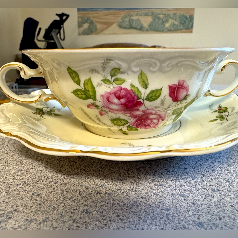 Rosenthal Courtship Flat Cream Soup Bowl & Saucer set pompadour
